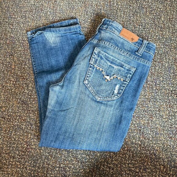 Vigoss Capri Distressed Studded Jeans Women’s 9 Medium Wash - Picture 1 of 6